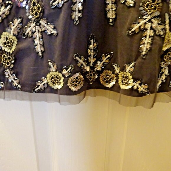 Adrianna Papell Beaded Gown‎ Sz 6 Purple Sleeveless Formal Evening Dress - Picture 9 of 11